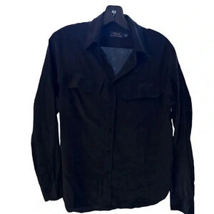 POLO RALPH LAUREN WOMEN BUTTON DOWN SILK SHIRT - BLACK SIZE 6